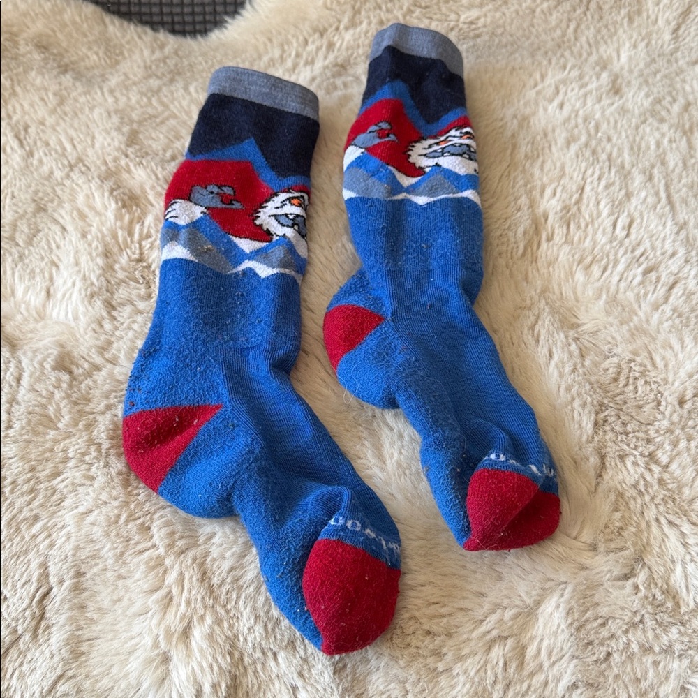 Smartwool Socks Kids Large Wool Yeti Blue Red Skiing